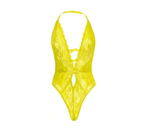 Oh La La Cheri - Lauren Crotchless Teddy - Yellow - S/M photo