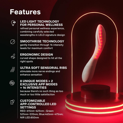 Lelo - Mona Spectra APP LED G-Spot Vibrator - White photo