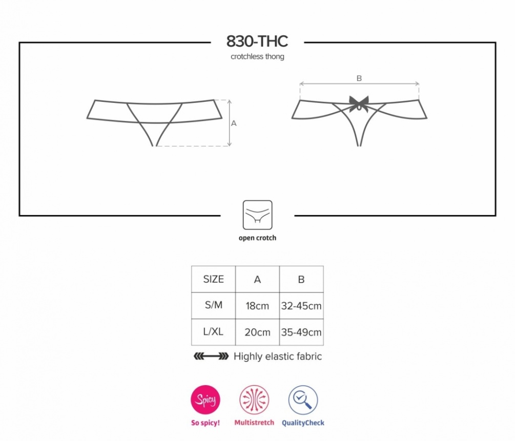 Piquant warm-up before a really hot night? That’s a spicy id... Obsessive - 830-THC-1 Crotchless Thong - Black - L/XL photo-9