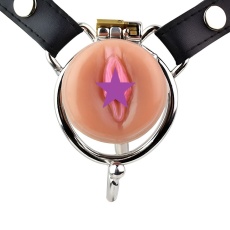 FAAK - Pussy Chastity Cage Curved Ring w Belt photo