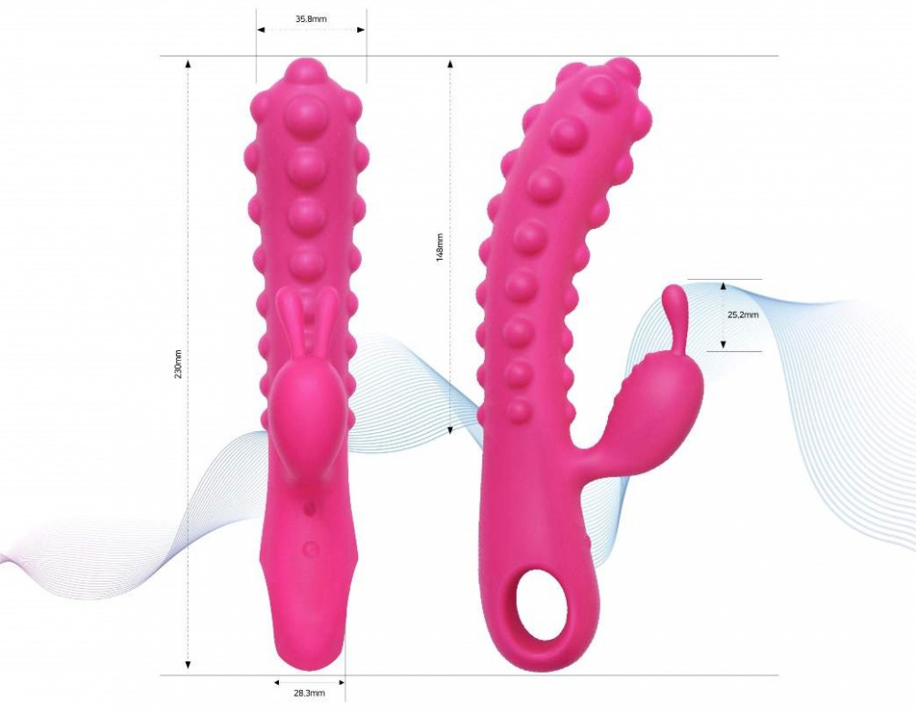 The SMON No. 1 is a special vibrator with a studded shaft an... Kokos - Smon Rabbit Vibrator - Pink photo-12
