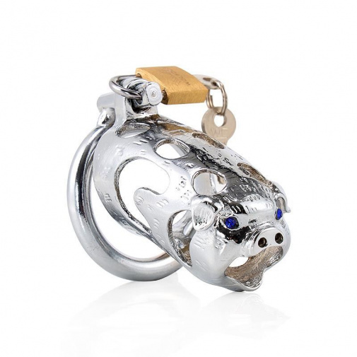 MT - Wild Boar Chastity Cage 50mm - Silver photo