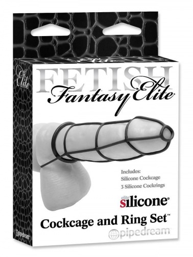 Fetish Fantasy - 阴茎贞操套和阴茎环套装 - 黑色 照片