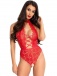Leg Avenue - High Neck Floral Backless Teddy - Red - M photo