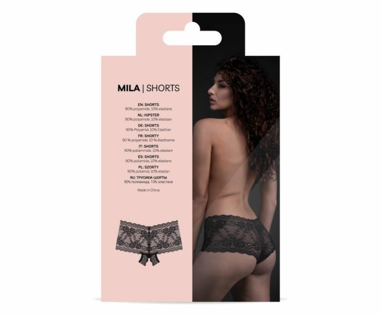 Underneath - Mila Crotchless Briefs - Black - S/M photo