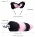 MT - 尾巴后庭塞 连猫耳朵 - 粉红色/白色 照片-2