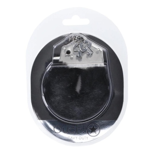 Ouch - Heavy-Duty Fluffy Hand Cuffs - Black 照片