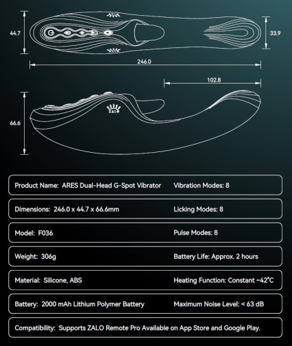 Zalo - Ares APP Heating Vibrator - Turquoise Green photo