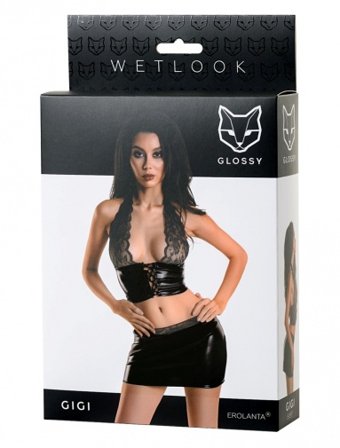 Glossy - Gigi Wetlook Set - Black - S photo