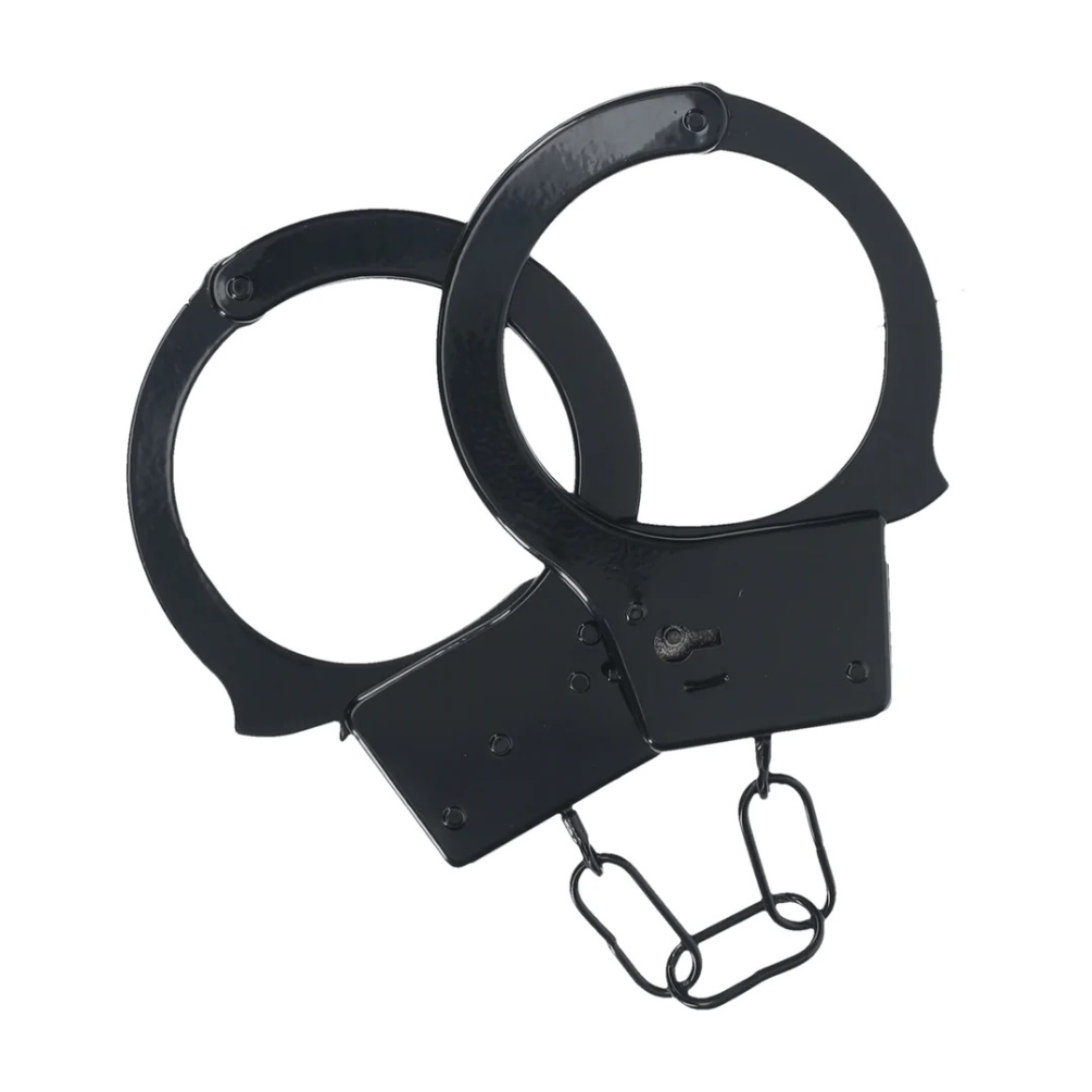 Enhance your intimate moments with these playful, metal hand... Ouch - Classic Metal Hand Cuffs - Black photo-2