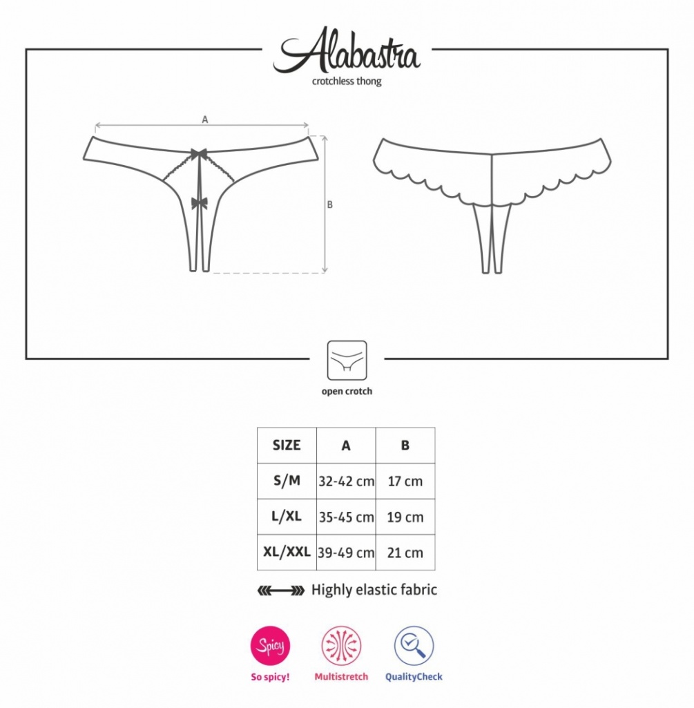 Spicy pleasure? Here you are! Discover the pleasure full of ... Obsessive - Alabastra Crotchless Thong - White - S/M photo-10