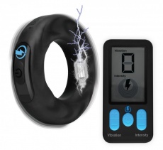 Zeus Electrosex - E-Stim Pro 遥控电击震动阴茎环 - 黑色 照片