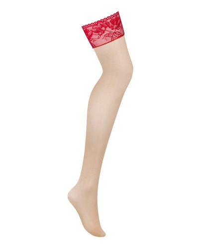 Obsessive - Lacelove 蕾丝丝袜 - 红色 - 加大/加加大码 照片