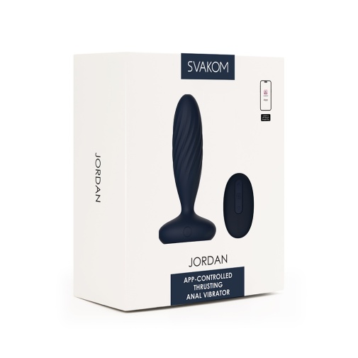 SVAKOM - Jordan APP Thrusting Anal Vibrator - Navy Blue photo