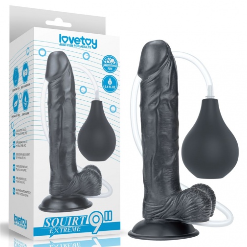 Lovetoy - 9" Squirt Extreme Dildo - Black photo