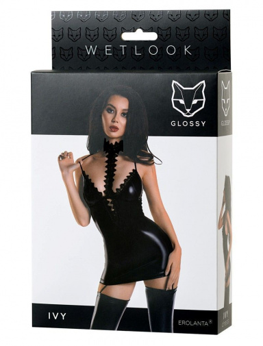 Glossy - Ivy Wetlook Dress - Black - L photo
