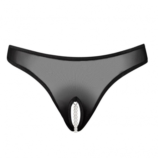 Underneath - Jade Crotchless Thong - Black - L/XL photo