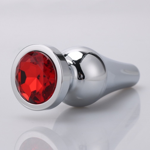MT - Anal Plug 130x46mm - Silver/Red photo