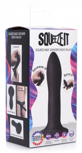Squeeze-It - 纖細假陽具 - 黑色 照片