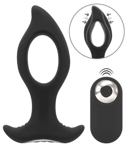 ANOS - Vibro Butt Plug w Hole - Black 照片