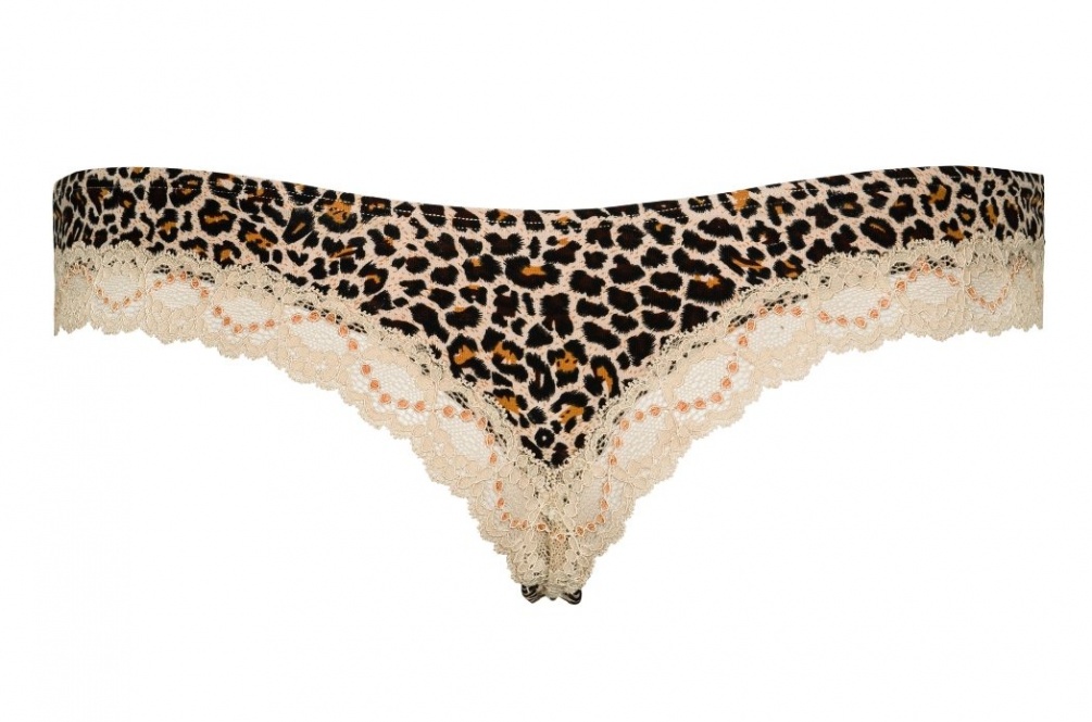 Tiny box. What’s inside of it? Incredibly hot piece of linge... Obsessive - Jungirl Thong - Beige/Brown - S/M photo-8