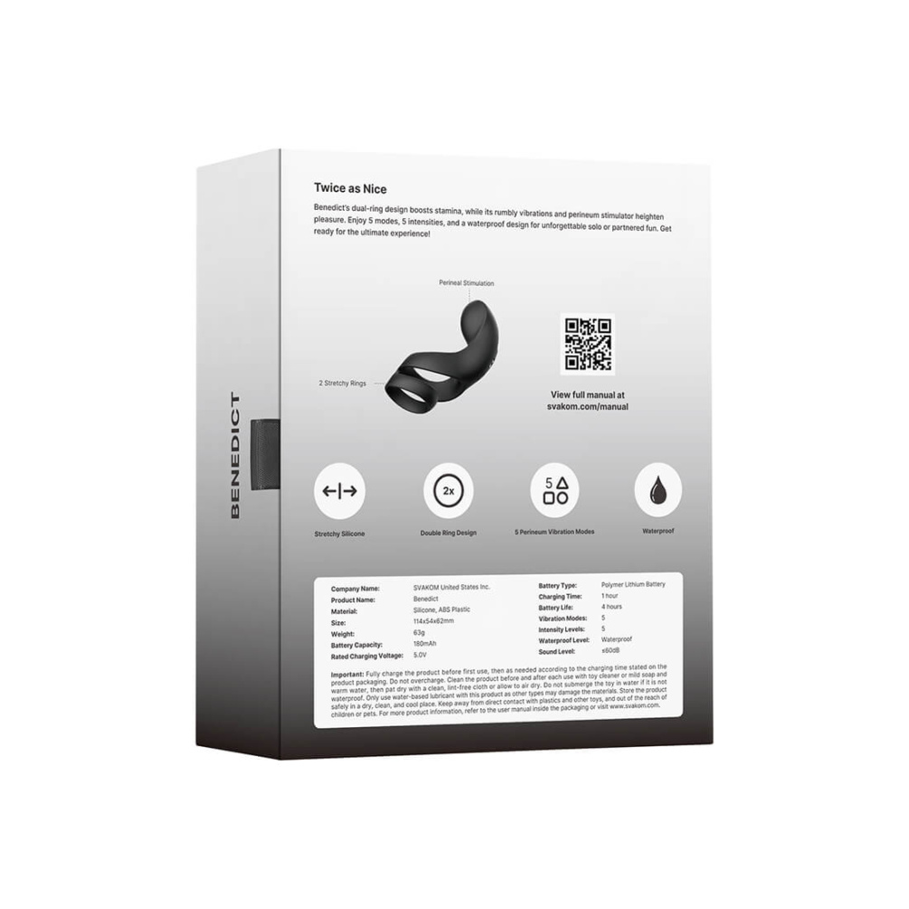 SVAKOM - Benedict Double Ring Perineum Stimulator - Black photo-13