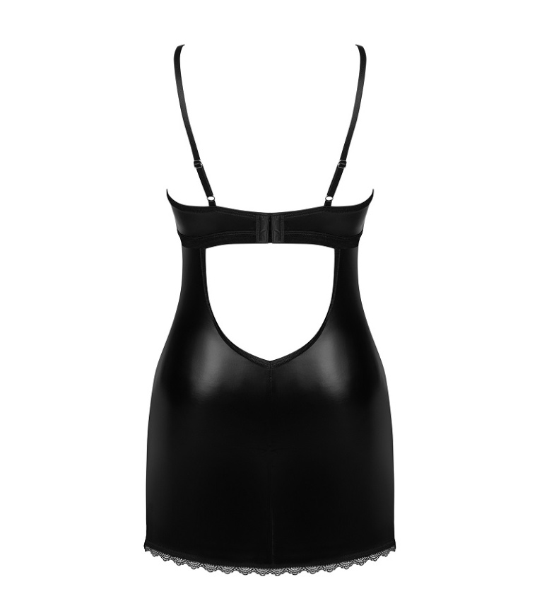 Obsessive - Norides Chemise & Thong - Black - M/L photo