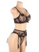 Ohyeah - Floral Garter Bra Set - Black - XL photo-5