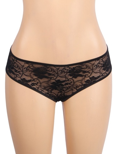 Ohyeah - Lace Crotchless Panty - Black - 2XL 照片