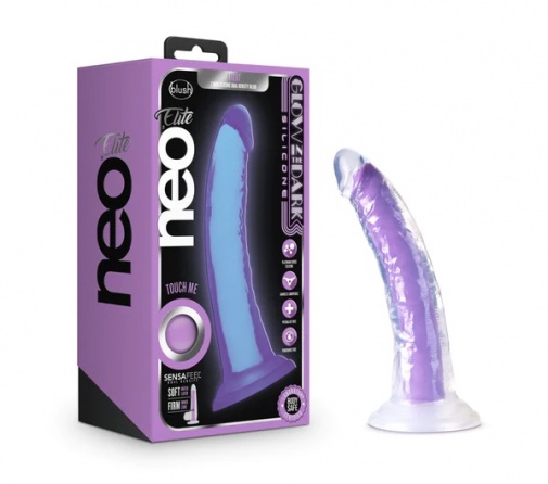 Neo Elite - Glow in the Dark Light Dildo 19cm - Neon Purple photo