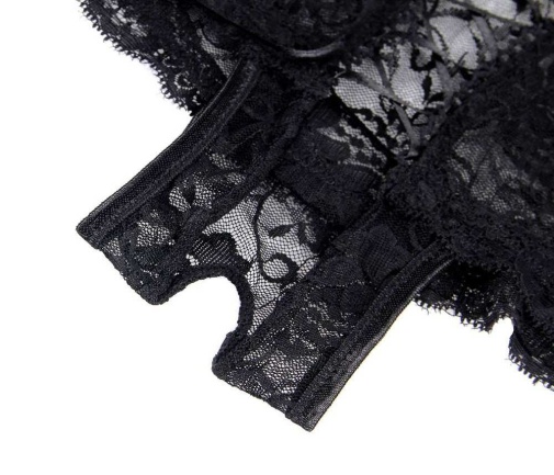 Ohyeah - Open Floral Lace Panty - Black - 3XL photo