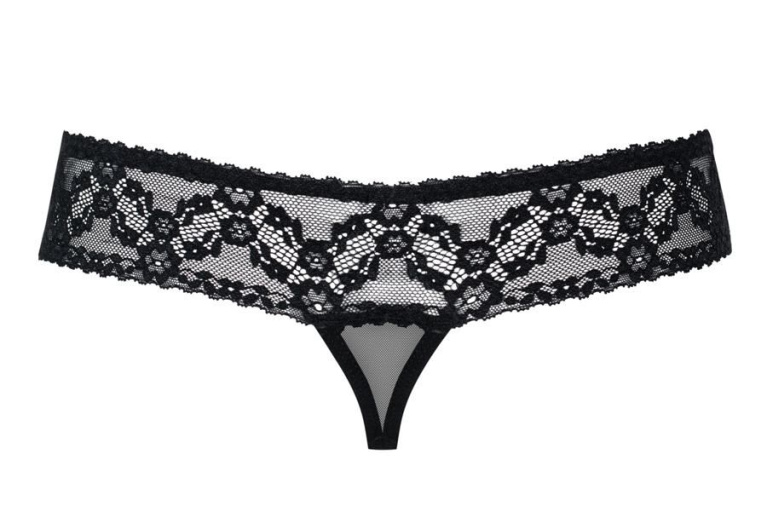 Obsessive - 837-THC-1 Crotchless Thong - Black - L/XL photo