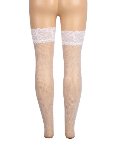 Ohyeah - Lace Rhinestone Stockings - White - S photo