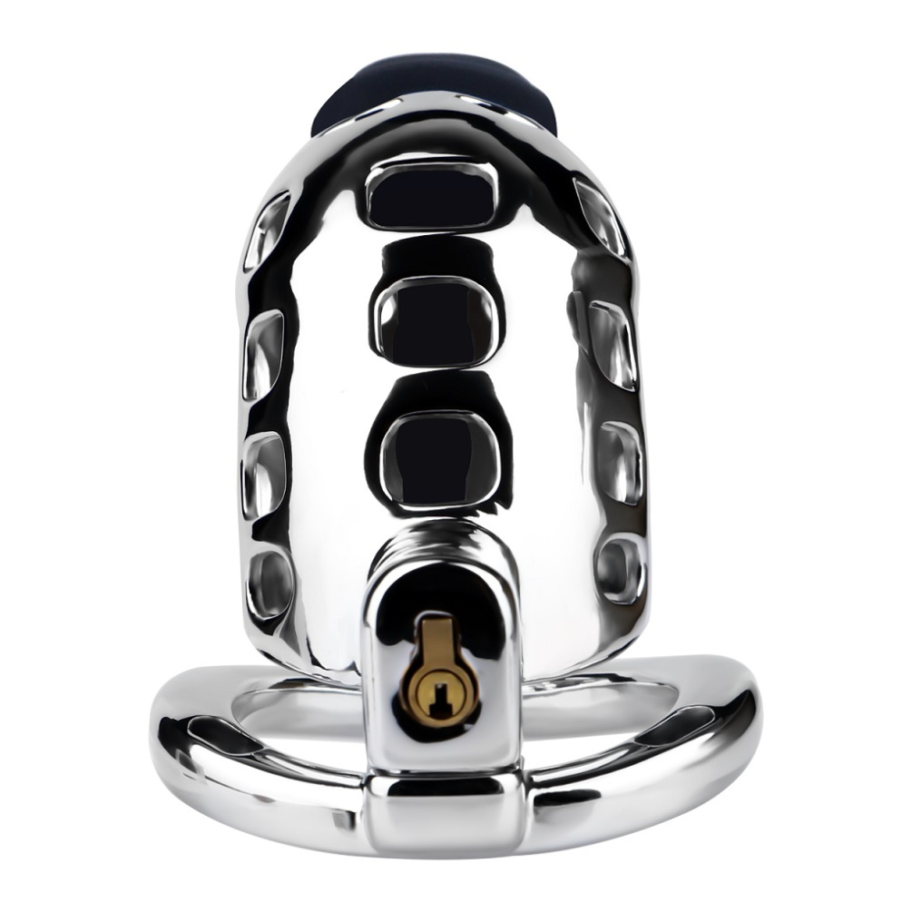 FAAK - Metal Chastity Cage 243 w Catheter M - Black photo-3