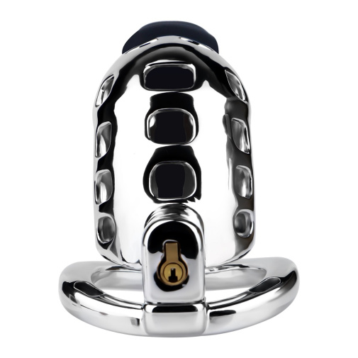 FAAK - Metal Chastity Cage 243 w Catheter M - Black photo