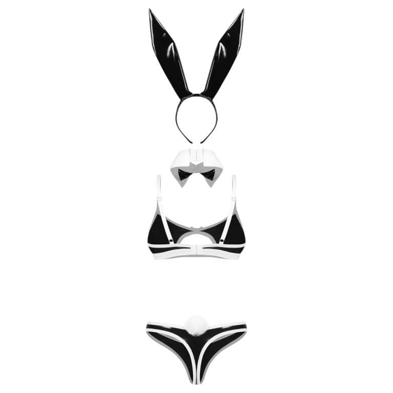 Obsessive - Night Bunny Costume 4 pcs - Black - S/M photo