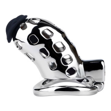 FAAK - Metal Chastity Cage 243 w Catheter M - Black photo