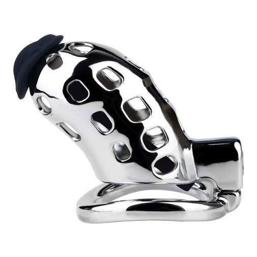 FAAK - Metal Chastity Cage 243 w Catheter M - Black photo