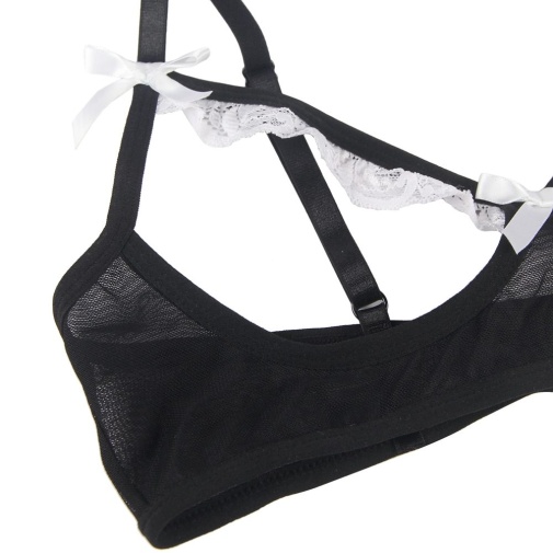 Ohyeah - Maid Open Bra Set - Black - M photo