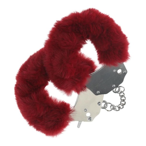 Ouch - Heavy-Duty Fluffy Hand Cuffs - Burgundy 照片