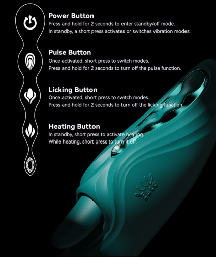 Zalo - Ares APP Heating Vibrator - Turquoise Green photo