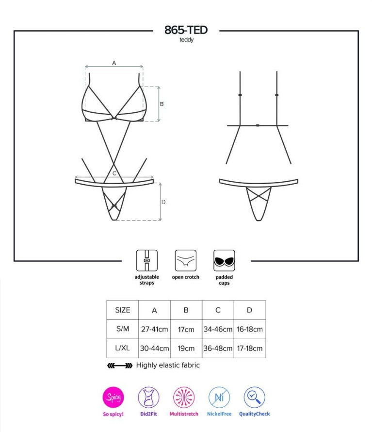 Obsessive - 865-TED-1 连身内衣 - 黑色 - L/XL 照片