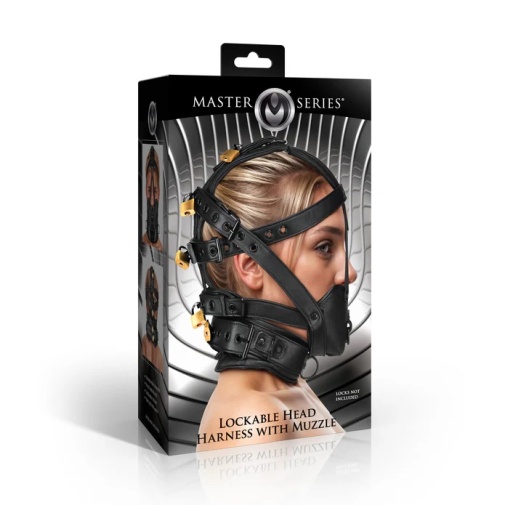 Master Series - Lockable Head Harness - Black 照片