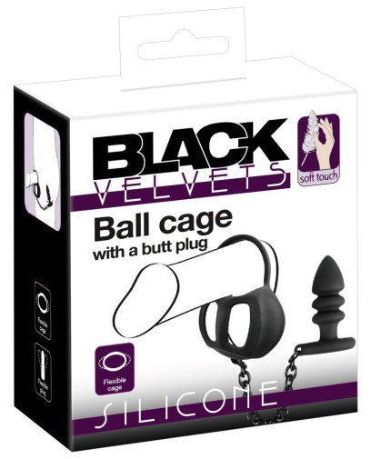 Black Velvets - Ball Cage w Butt Plug photo