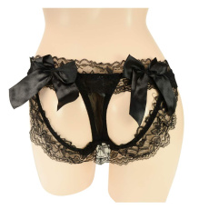 NPG - P163 Lace Open Back Panties - Black photo