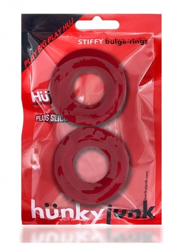 Hunkyjunk - Stiffy Bulge Rings 陰莖環兩件裝 - 紅色 照片