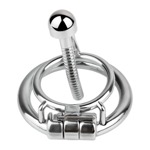 FAAK - Chastity Cage w Urethral Plug - Silver 照片