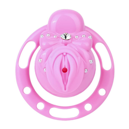 FAAK - Bow Chastity Cage w Cock Plug - Pink photo