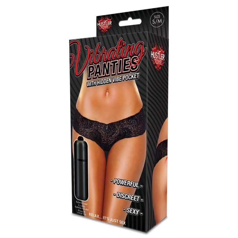Hustler - Lace Up Back Vibrating Panty - Black - ML photo
