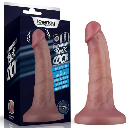 Lovetoy - 6'' 双层柔软震动假阳具 - 肉色 照片